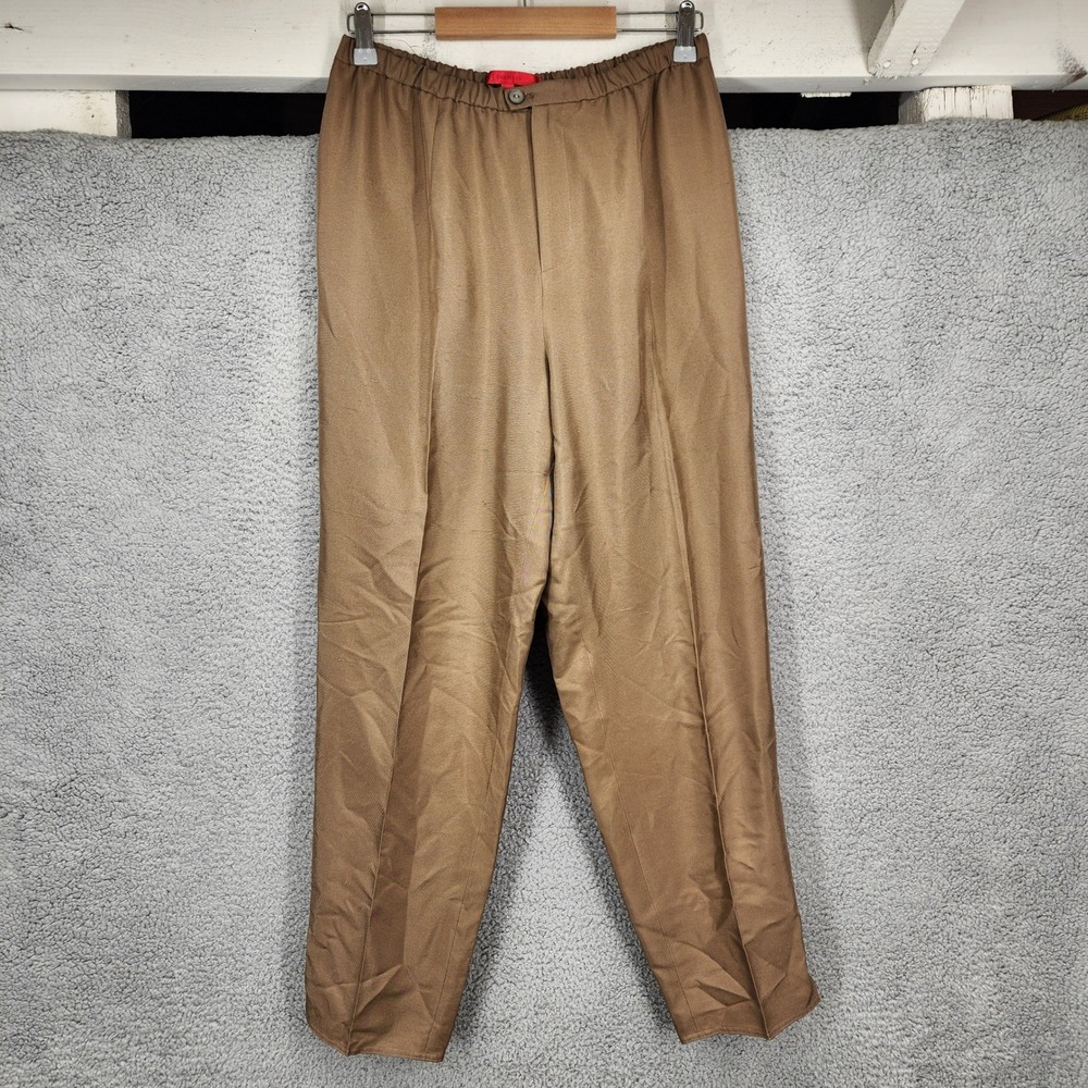 Shamask 100% Silk Elastic Waist Zip Closure Flowy Pants‎ Tan Size 2 Small
